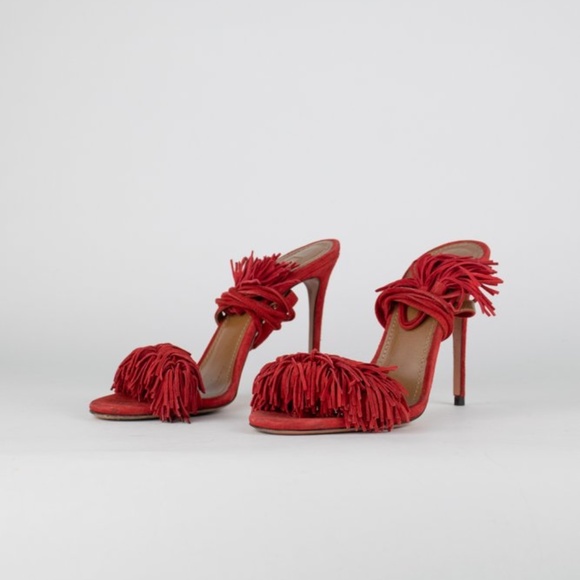 Aquazzura Wild Thing Fringe Suede Sandals - Picture 3 of 10